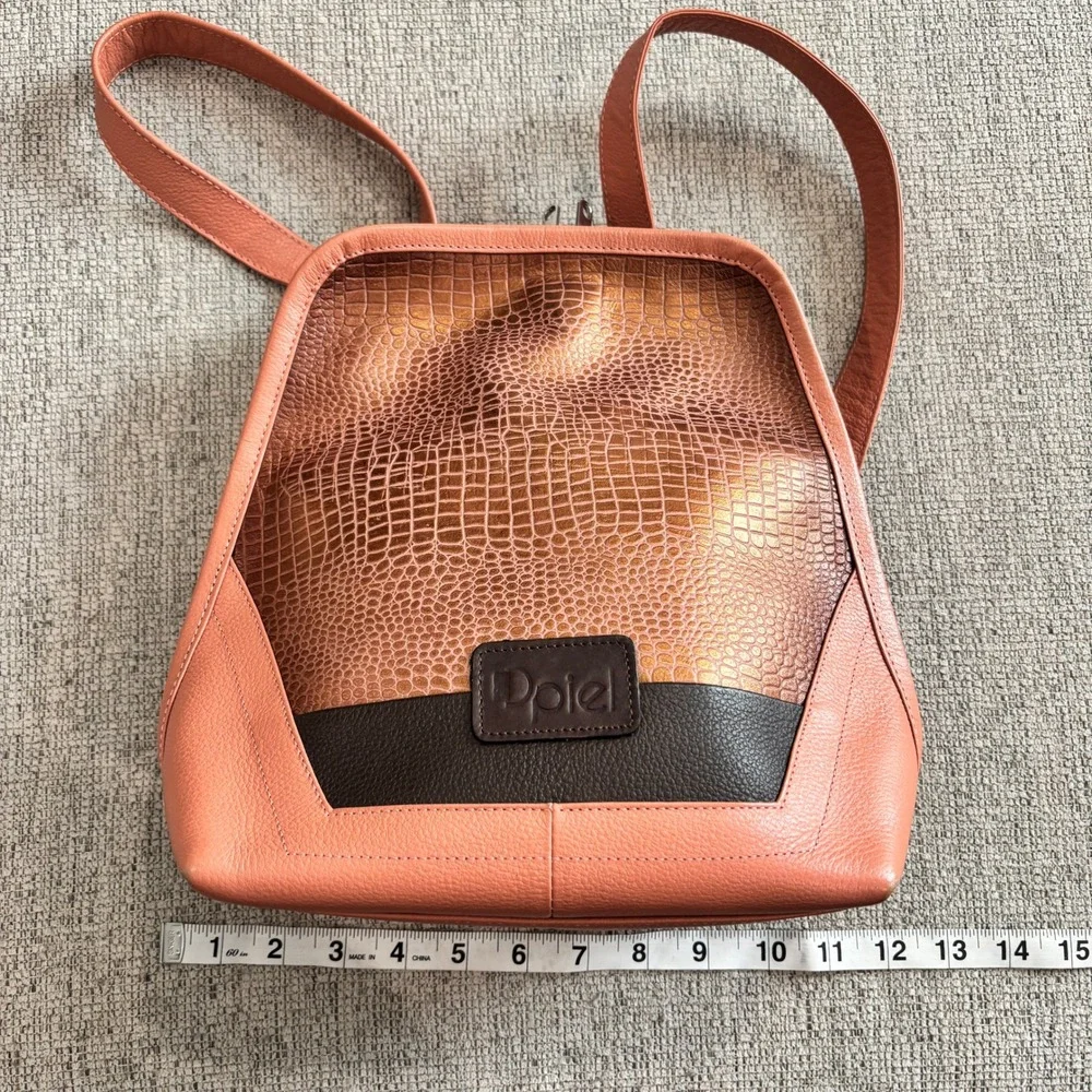 Dpiel Leather Backpack Coral Croc‎ Embossed Fashion Small Mini Bag